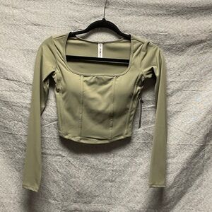 Kimberly Olive Green Long Sleeve Crop Top